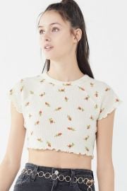 Out From Under Luna Lettuce-Edge Cropped Top at Urban Outfitters